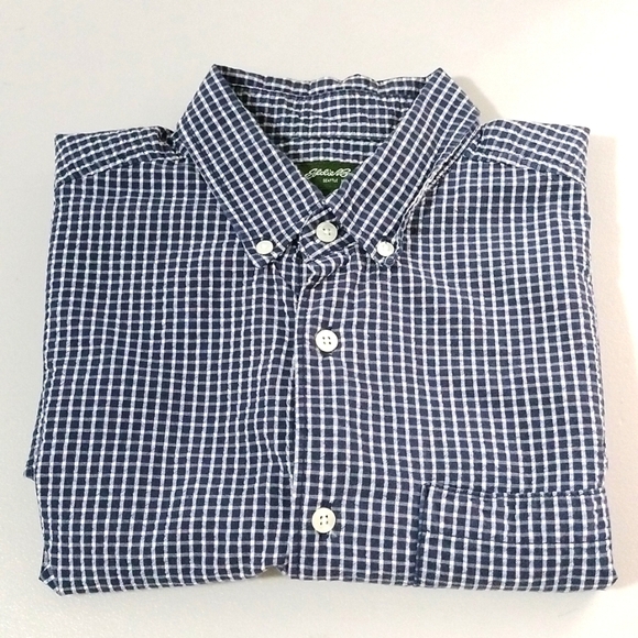 Eddie Bauer Blue Gingham Casual Shirt Size M, 100% Cotton - Picture 8 of 8